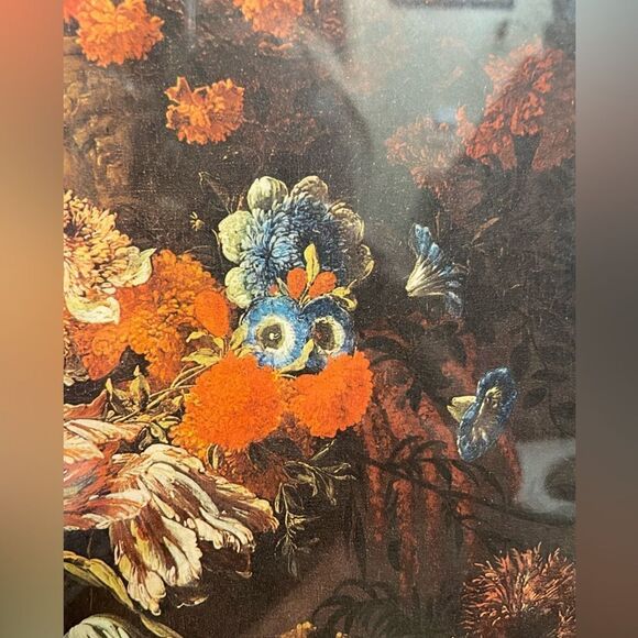 Vintage Matted and Framed Floral Print by Jan Bruehel named “Flowers in a Vase.” - Picture 5 of 16